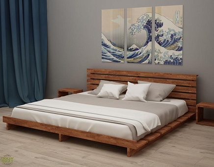 Кровать двуспальная Япония 2 из массива дуба