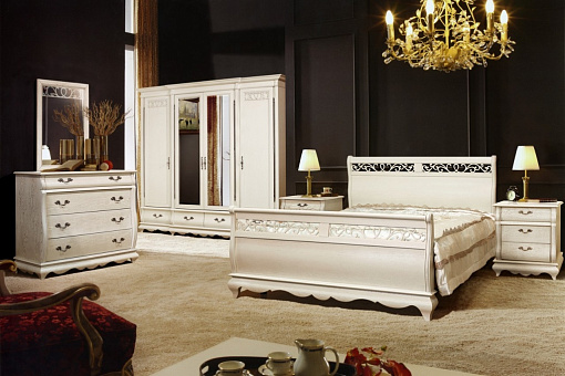 Набор мебели для спальни Оскар 3 (цвет белая эмаль с патиной)