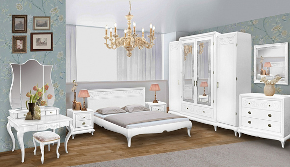 Набор мебели для спальни Соната (цвет белая эмаль+темная патина)