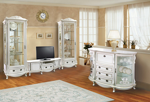 Набор мебели для гостиной Луи 2 (цвет белая эмаль с золотом)