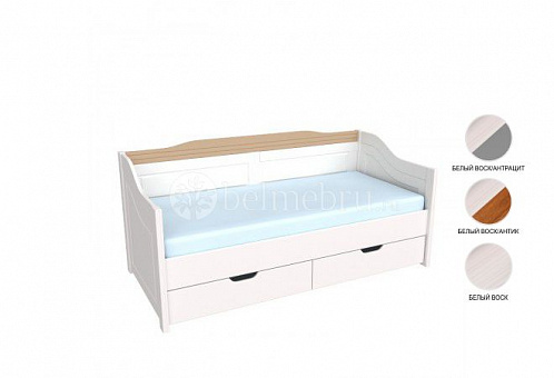 Кровать-диван Бейли с выдвижными ящиками белый воск 90х200 см