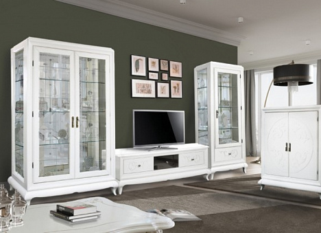Набор мебели для гостиной Соната (цвет белая эмаль+темная патина)