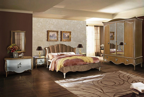 Набор мебели для спальни Трио 5 (цвет коньяк серебряная патина)