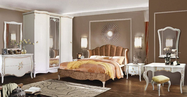 Набор мебели для спальни Трио 2 (цвет белая эмаль с золотом)