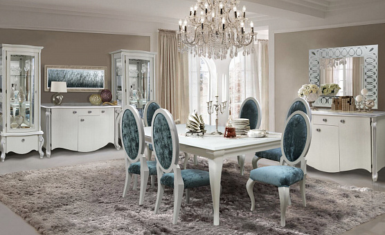 Набор мебели для гостиной Луиза 2 (цвет белая эмаль серебряная патина)