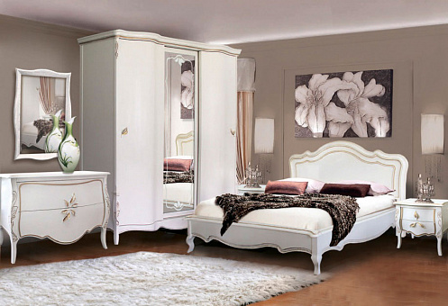 Набор мебели для спальни Трио 4 (цвет белая эмаль с золотом)