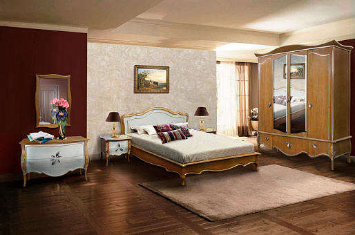 Набор мебели для спальни Трио 3 (цвет коньяк серебряная патина)