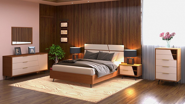 Набор мебели для спальни Дельта 1 (цвет коньяк ТП+айвори)