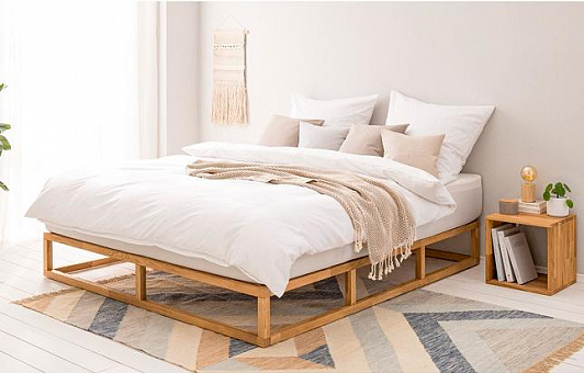 Двуспальная кровать Смуд (160х200) массив дуба